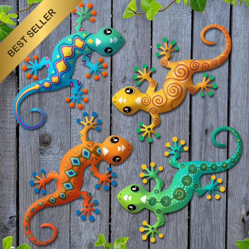 Pcs metal gecko wall art - gecko,