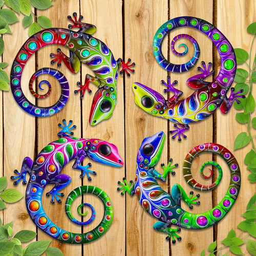 Pack metal gecko wall - gecko, decor