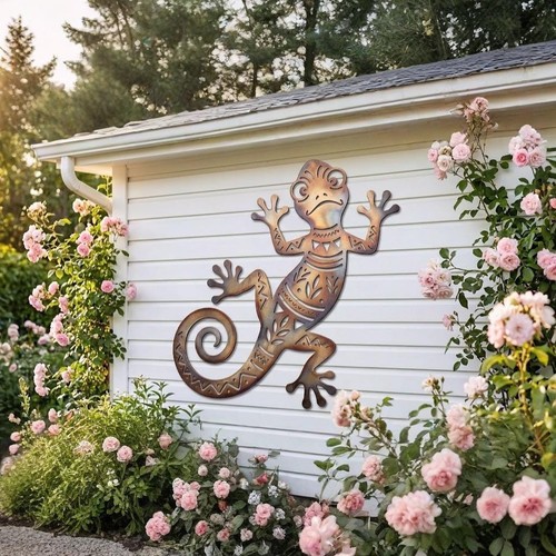 Gecko lizard metal wall art - gecko,
