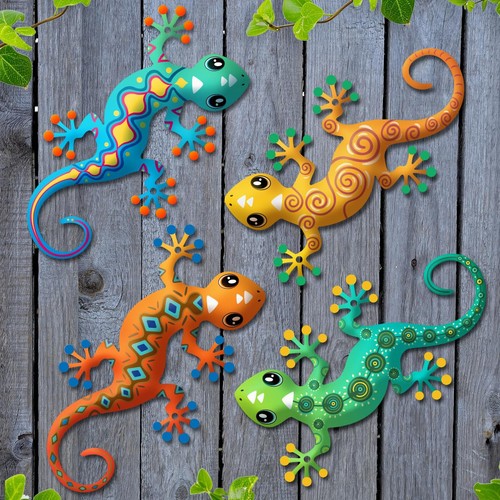 Pcs metal gecko outdoor - 4,